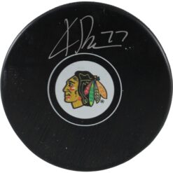 Kirby Dach Autographed/Signed Chicago Blackhawks Logo Puck Fanatics 53807