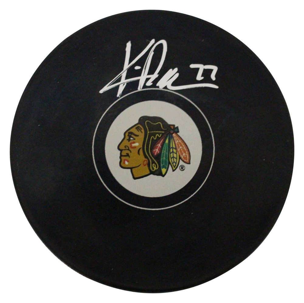 Kirby Dach Autographed/Signed Chicago Blackhawks Logo Hockey Puck FAN 27223