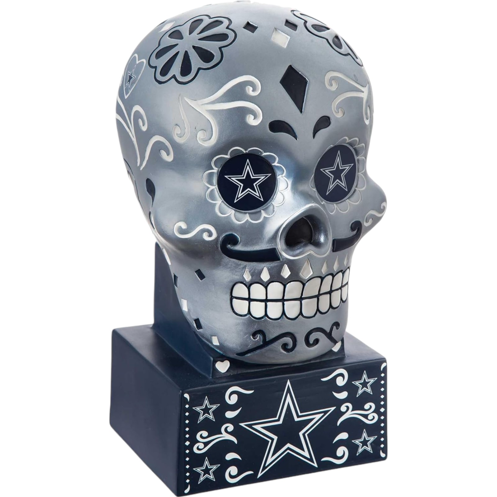 Dallas Cowboys Team Color Sugar Skull Statue Evergreen New 38496