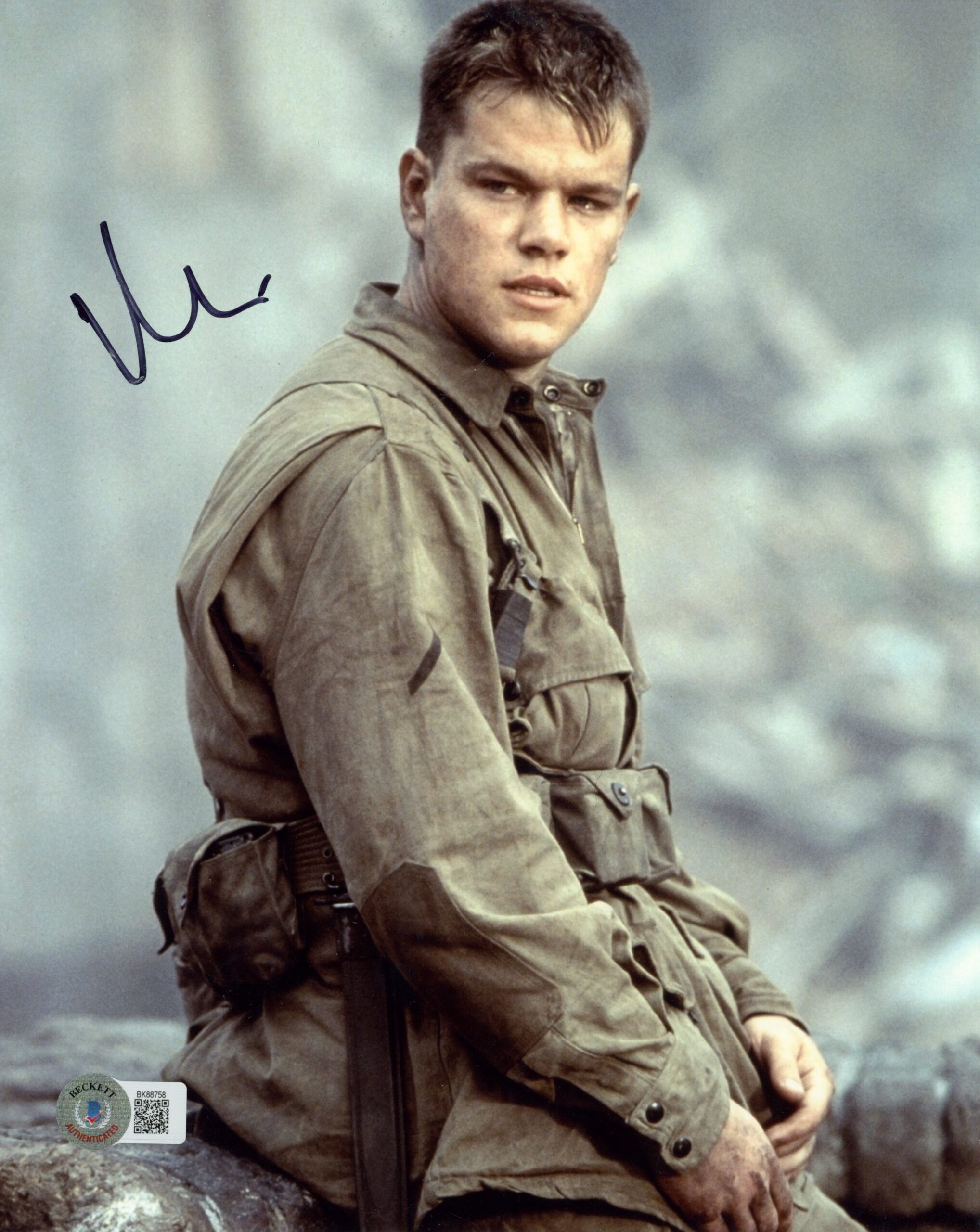 Matt Damon Autographed/Signed Saving Private Ryan 8x10 Photo Beckett 55651