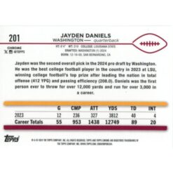 Jayden Daniels 2024 Topps Chrome #201 Teal Refractor #201 64/250 Rookie 59170