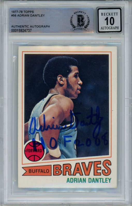 Adrian Dantley Signed 1977 Topps #56 Rookie Card w/HOF Beckett Slab