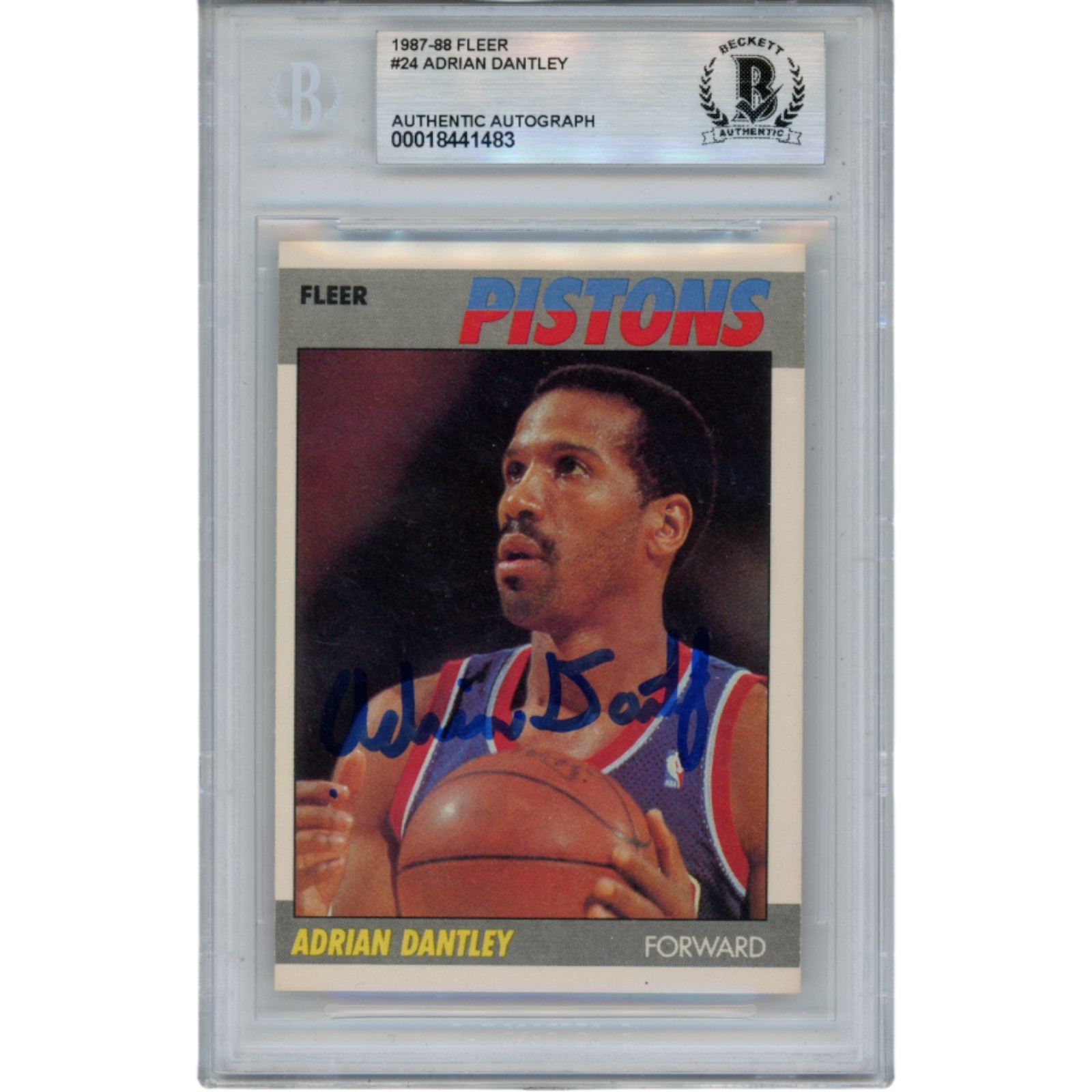Adrian Dantley Autographed/Signed 1987 Fleer #24 Trading Card Slab Beckett 51930