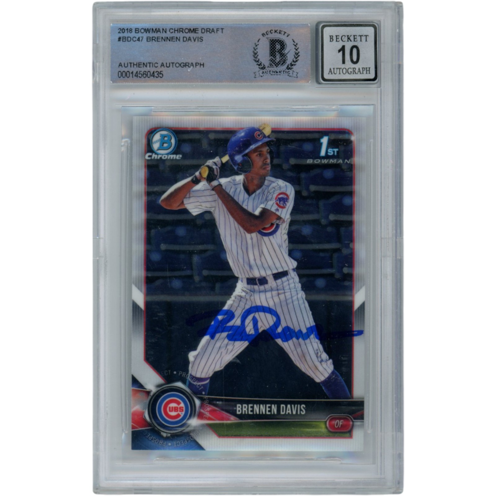 Brennen Davis Autographed As Is 2018 Bowman Chrome Draft #BDC47 Beckett 54571