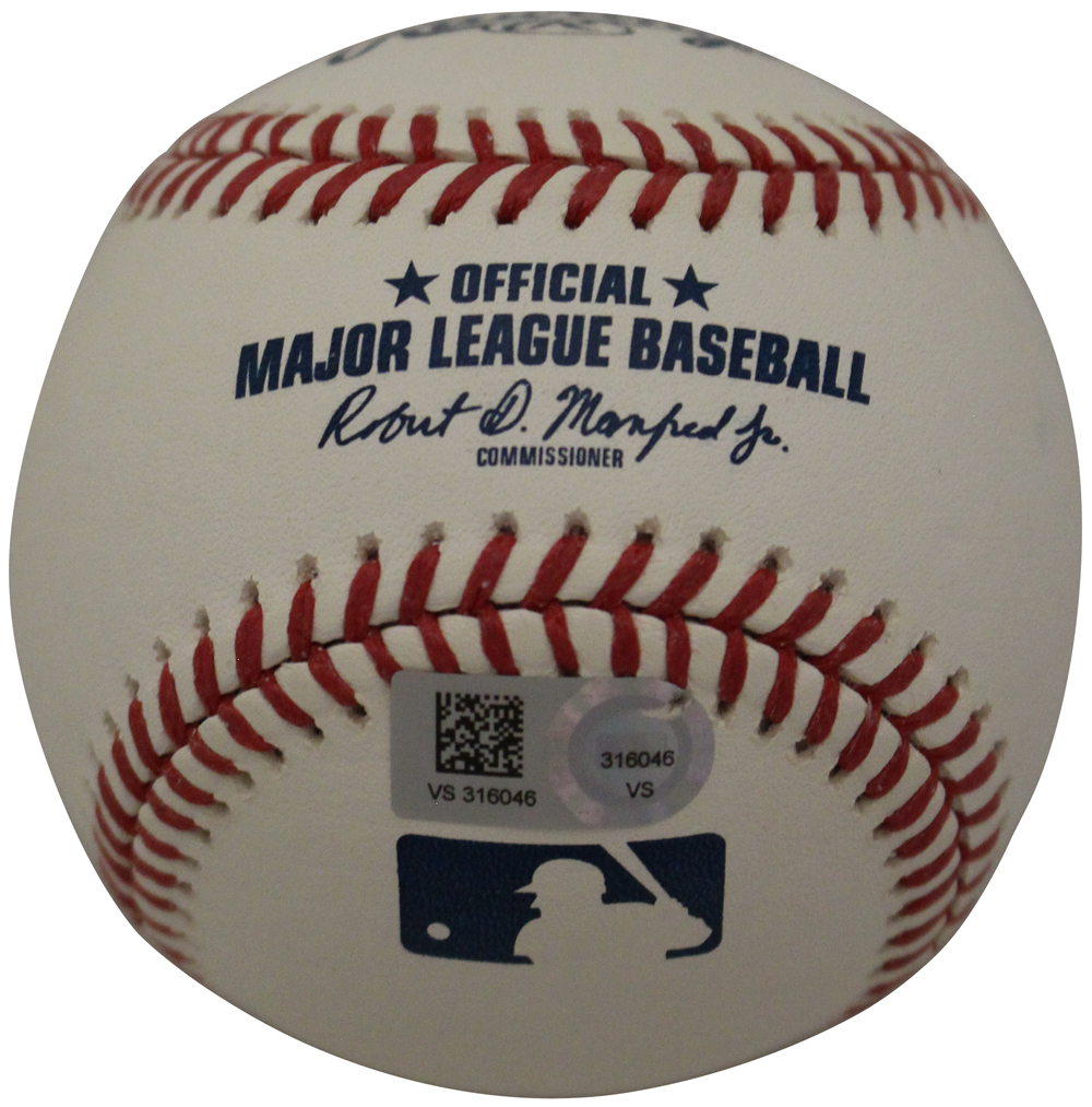 Khris Davis Autographed OML Baseball Athletics A's Rangers MLB