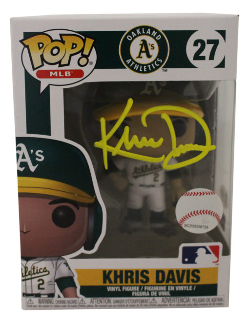 Kris Davis Autographed/Signed Oakland Athletics MLB Funko Pop #27 BAS 27280
