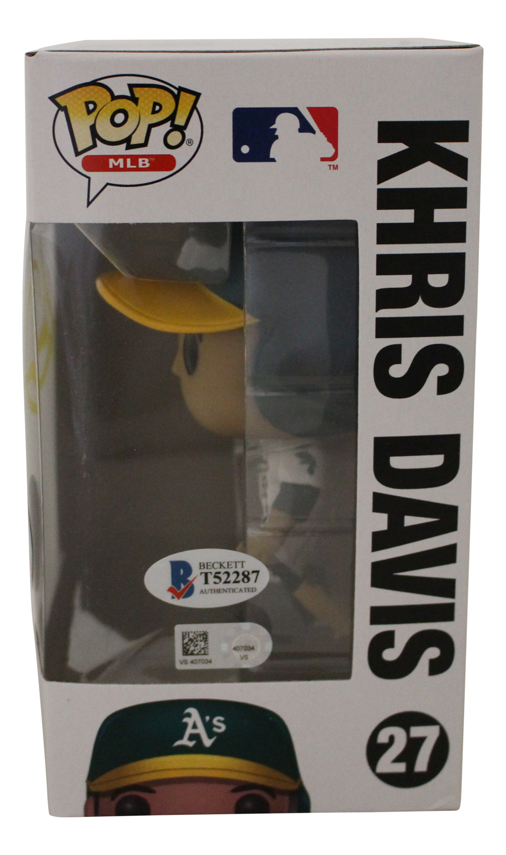 Kris Davis Autographed/Signed Oakland Athletics MLB Funko Pop #27