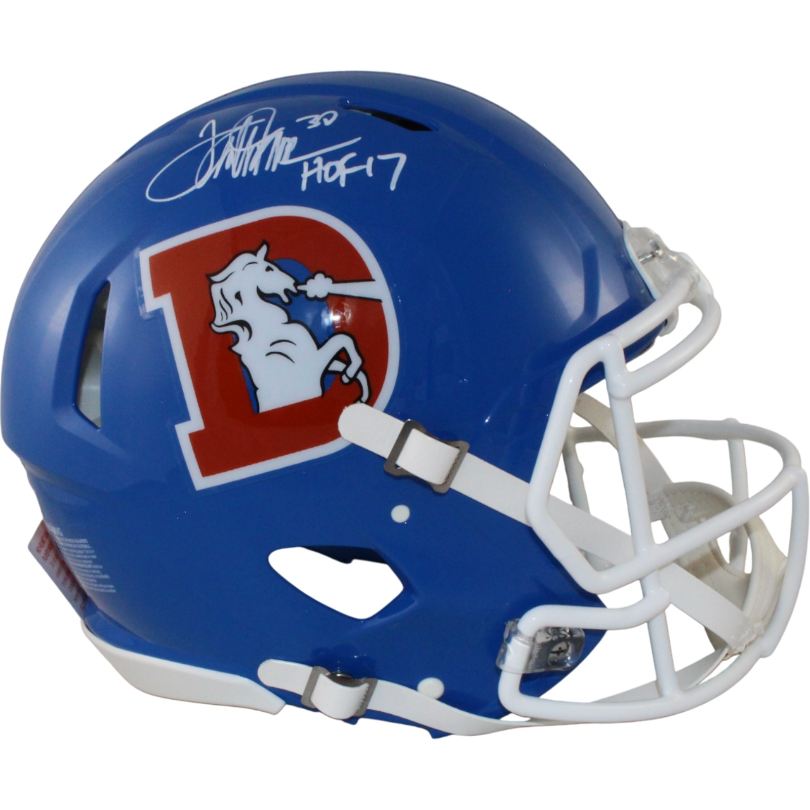 Terrell Davis Autographed Denver Broncos Authentic TB Helmet HOF Beckett 54618