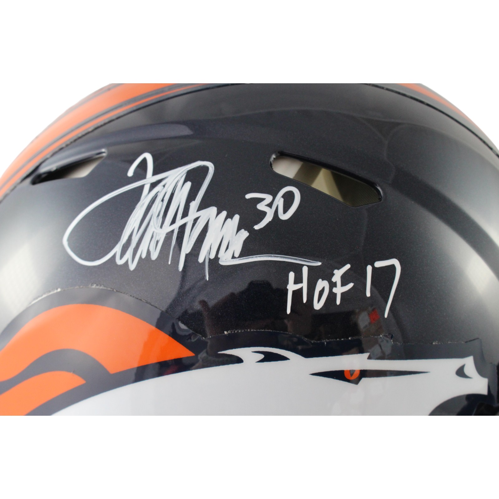 Terrell Davis Autographed Denver Broncos Authentic TB Helmet HOF Beckett 54615 2 Terrell Davis Autographed Denver Broncos Authentic TB Helmet HOF Beckett 54615