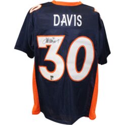 Terrell Davis Autographed Pro Style Sz XL Blue Jersey HOF Beckett 54622