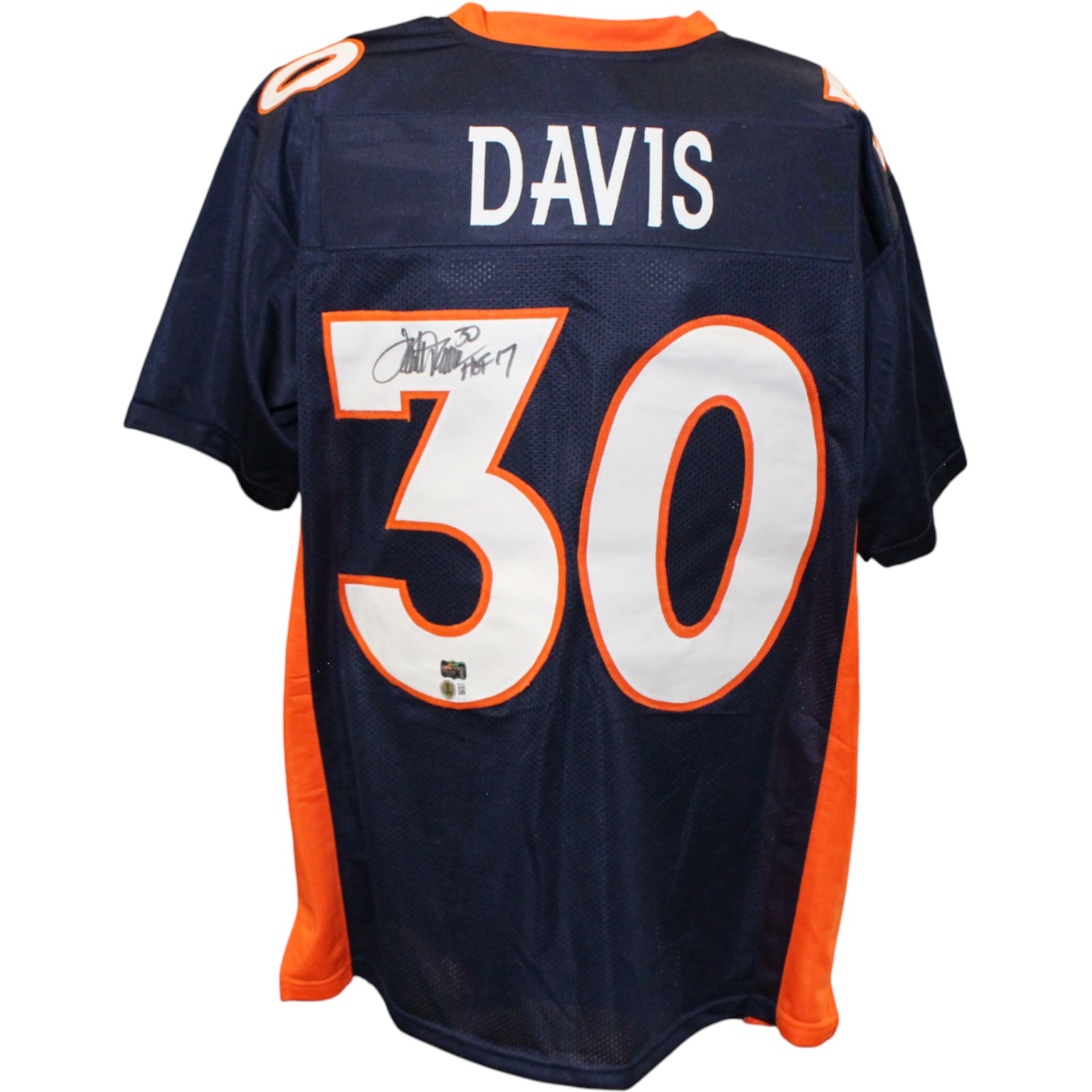 Terrell Davis Autographed Pro Style Sz XL Blue Jersey HOF Beckett 54622