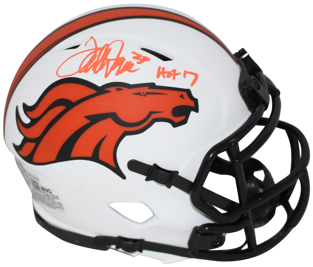 Terrell Davis Autographed Denver Broncos Lunar Mini Helmet HOF BAS 32515