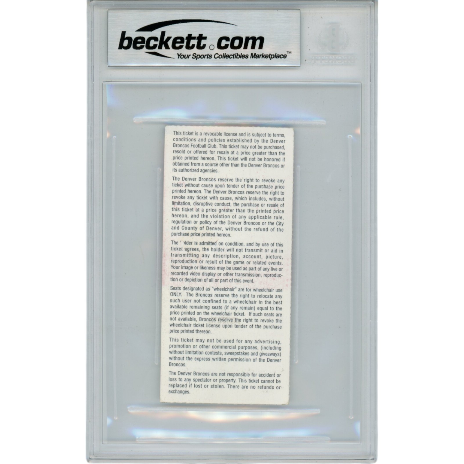 Terrell Davis Signed Denver Broncos 1999 AFC Champ Ticket 10 Grade BAS 47600