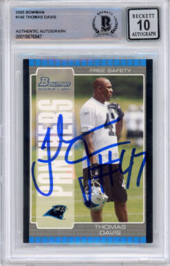 Thomas Davis Signed 2005 Bowman #146 (Grade 10) Trading Card BAS Slabbed 39910