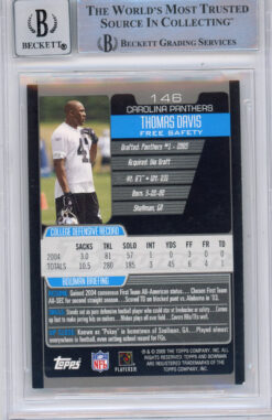 Thomas Davis Signed 2005 Bowman #146 (Grade 10) Trading Card BAS Slabbed 39910