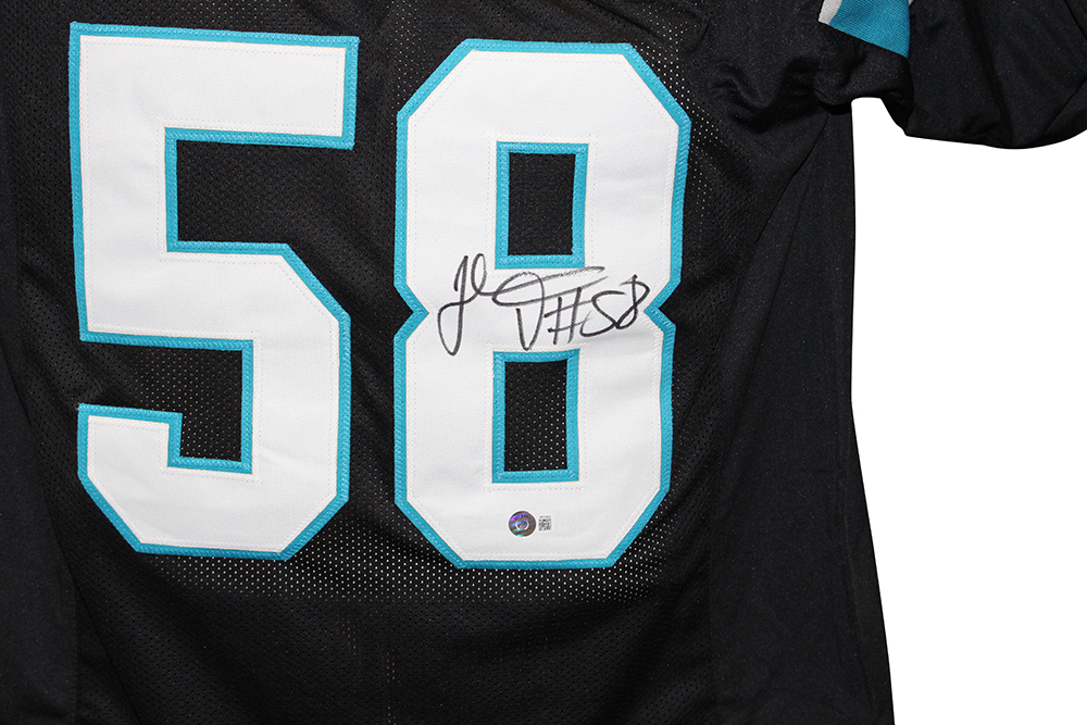 Thomas Davis Autographed/Signed Pro Style Black XL Jersey Beckett