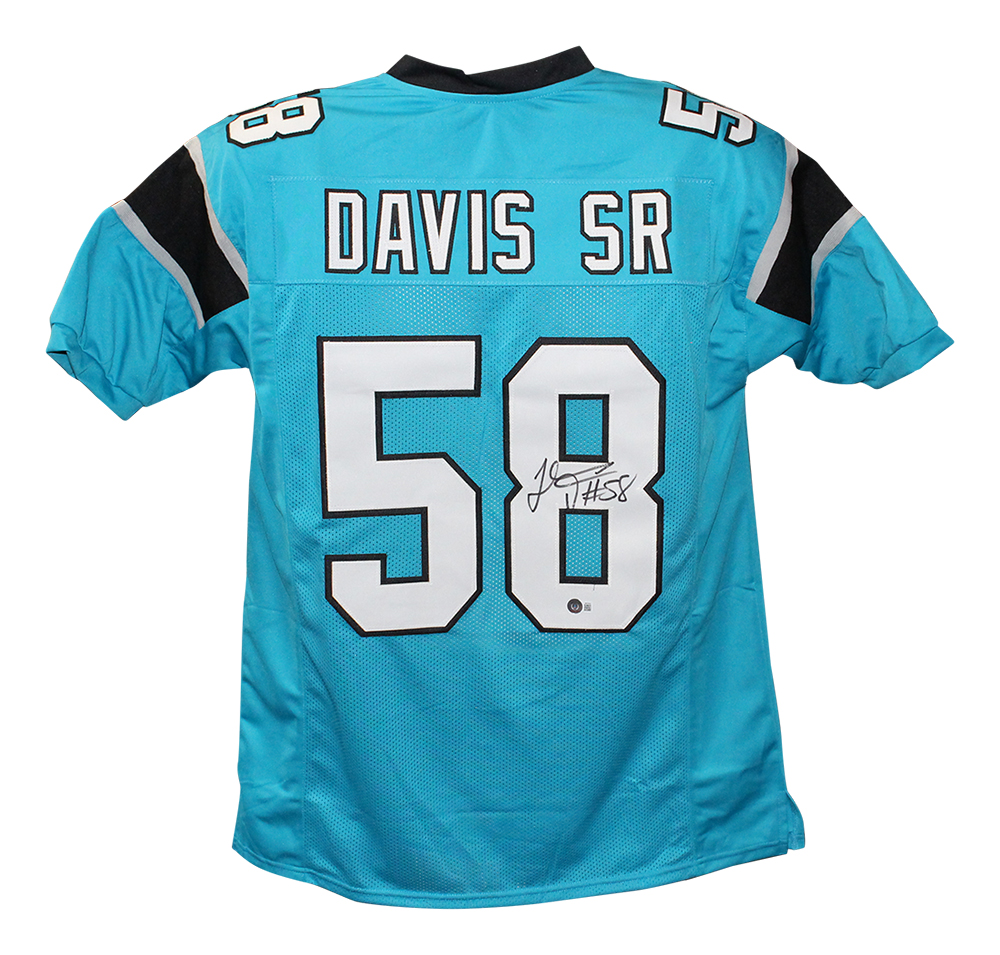 Thomas Davis Autographed/Signed Pro Style Blue XL Jersey Beckett 