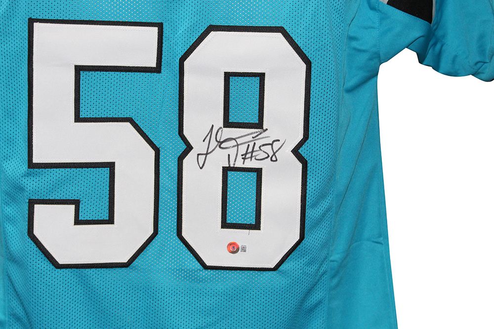 Thomas Davis Autographed/Signed Pro Style Blue XL Jersey Beckett