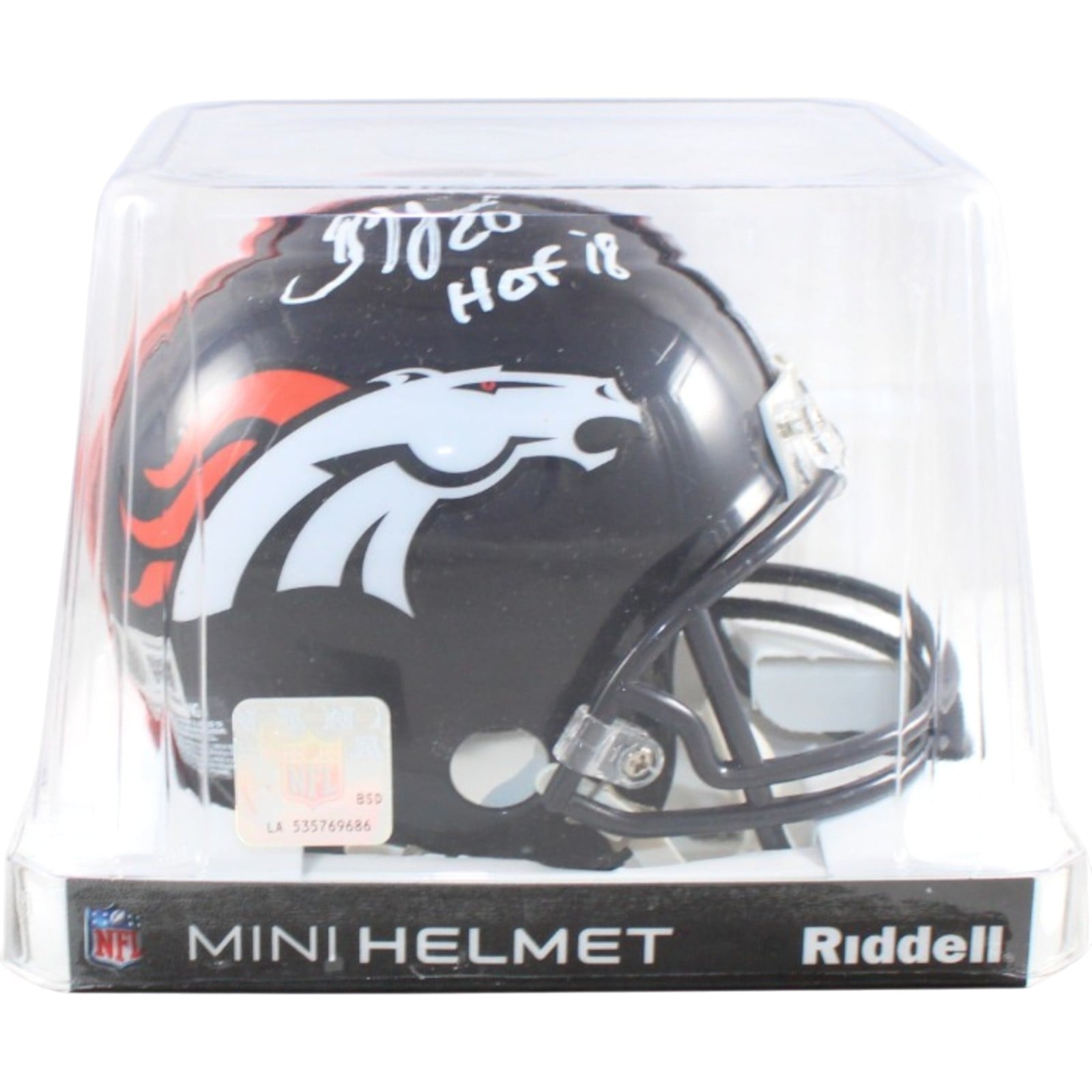 Brian Dawkins Signed Denver Broncos Mini Helmet VSR4 HOF Beckett Witness 58580 5 Brian Dawkins Signed Denver Broncos Mini Helmet VSR4 HOF Beckett Witness 58580