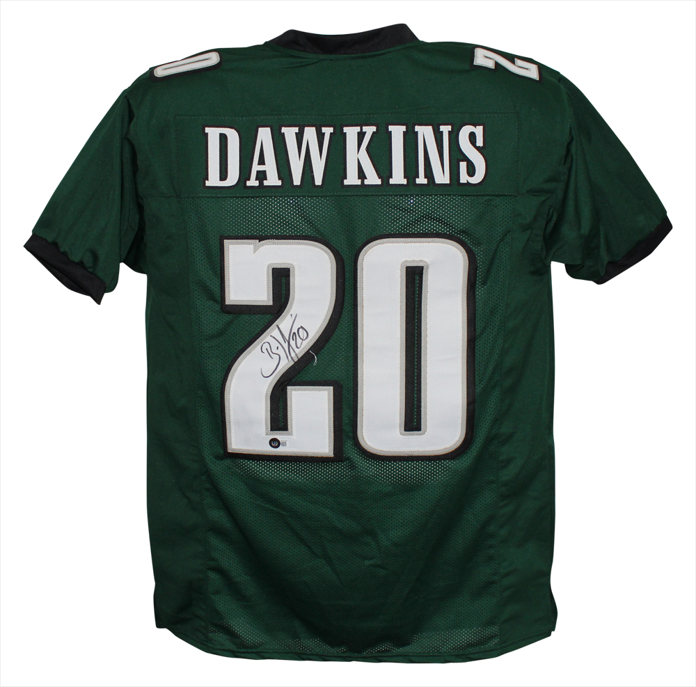 Brian Dawkins Autographed/Signed Pro Style Green XL Jersey Beckett