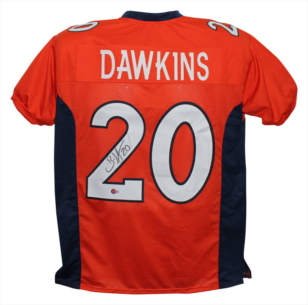 Brian Dawkins Autographed/Signed Pro Style Orange XL Jersey Beckett