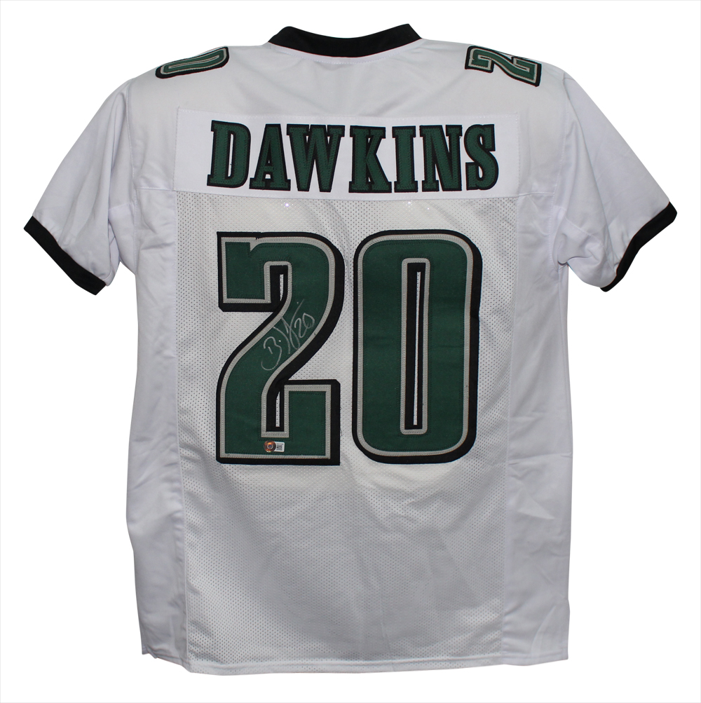 Brian Dawkins Autographed/Signed Pro Style White XL Jersey Beckett