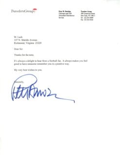 Pete Dawkins Autographed Army Knights Travelers Group Personalized Letter 57864
