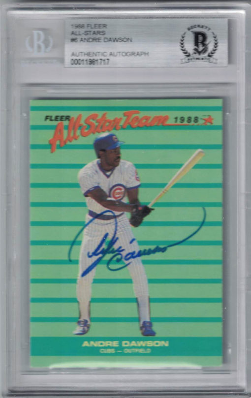 Andre Dawson Autographed Chicago Cubs 1988 Fleer #6 Trading Card BAS 27049