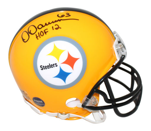 Dermontti Dawson Signed Pittsburgh Steelers Yellow Mini Helmet HOF Prova 24895