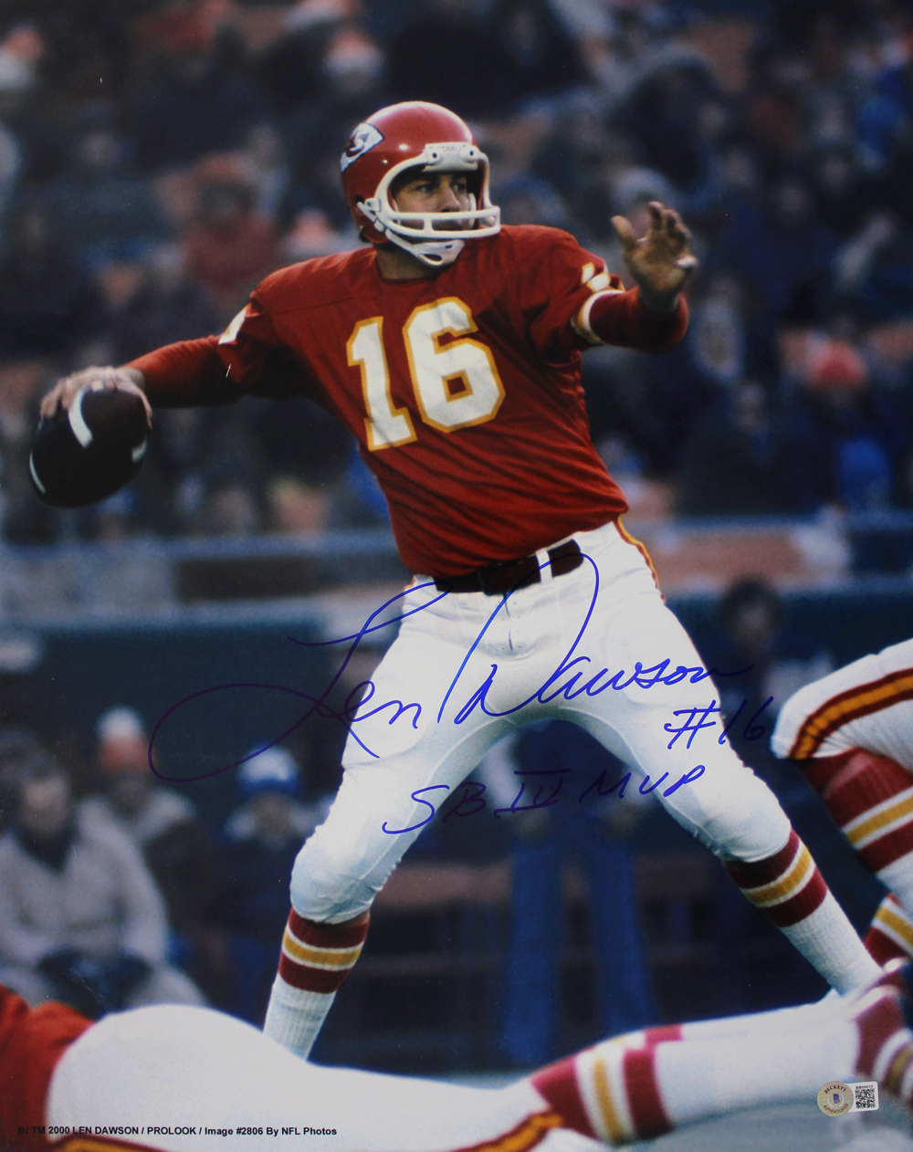 Len Dawson Signed Kansas City Chiefs Dry Mounted 16x20 Photo Beckett