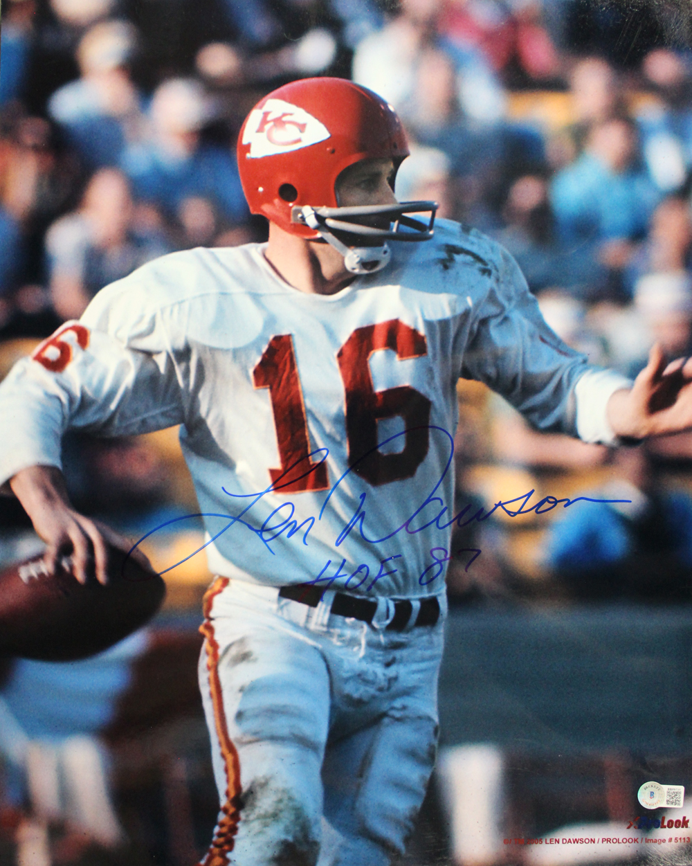 Len Dawson Autographed Kansas City Chiefs 16×20 Photo HOF Beckett BAS