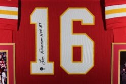 Len Dawson Signed Kansas City Chiefs Framed Jersey Red #1 HOF Beckett W 58641