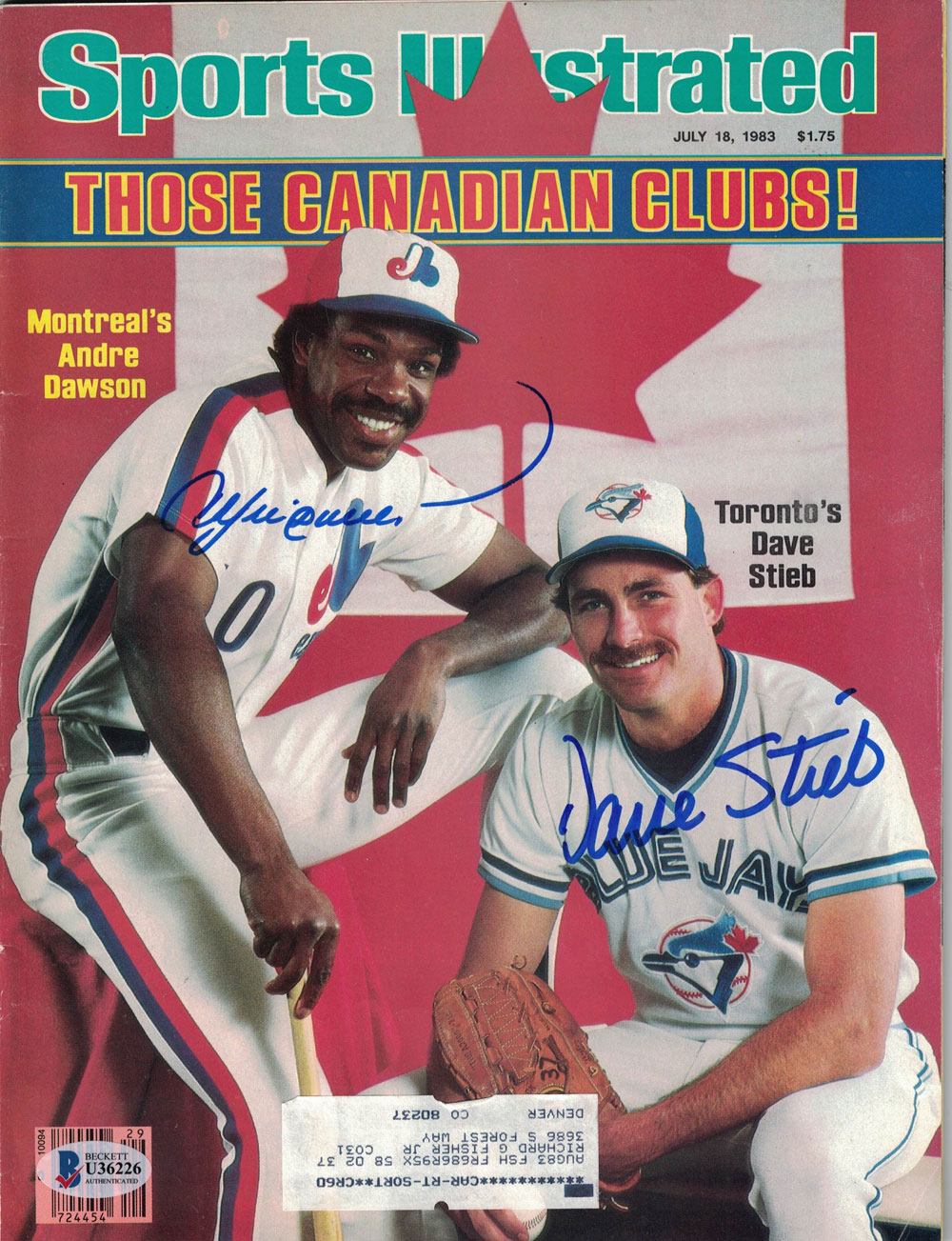 Andre Dawson & Dave Stieb Signed Sports Illustrated July 1983 Magazine BAS 28691