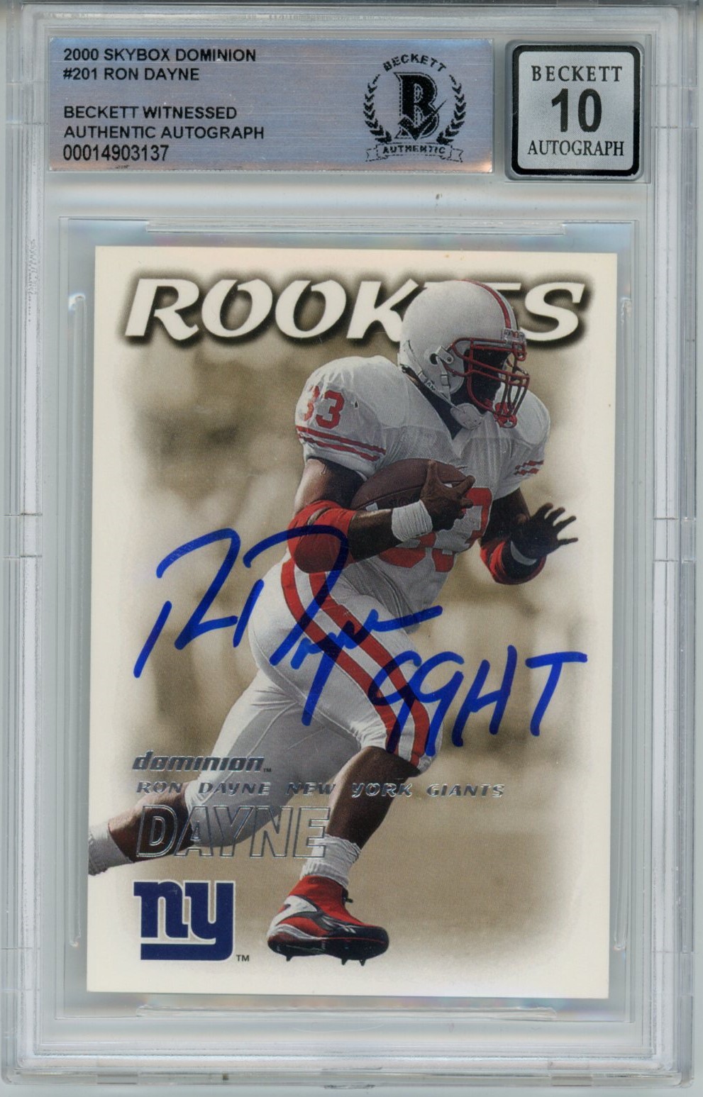 Ron Dayne Signed Wisconsin Badgers 2000 Fleer #201 Beckett 