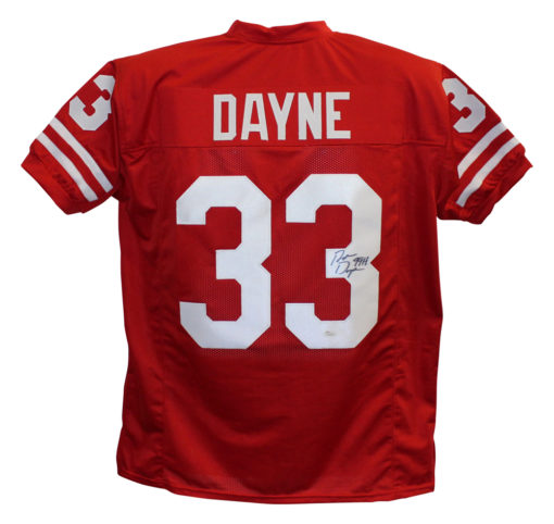 Ron Dayne Autographed/Signed College Style Red XL Jersey 99H JSA 26617