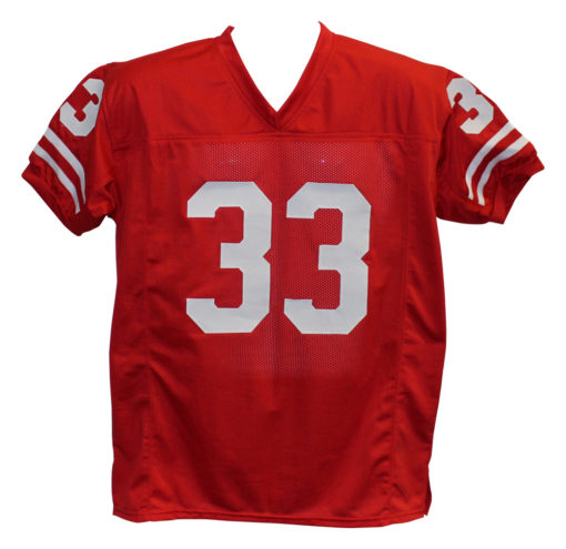 Ron Dayne Autographed/Signed College Style Red XL Jersey 99H JSA 26617