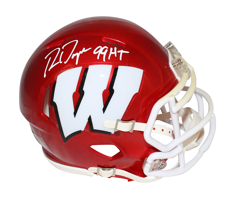 Ron Dayne Autographed Wisconsin Badgers Flash Mini Helmet Beckett 
