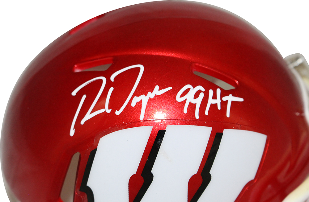 Ron Dayne Autographed Wisconsin Badgers Flash Mini Helmet Beckett