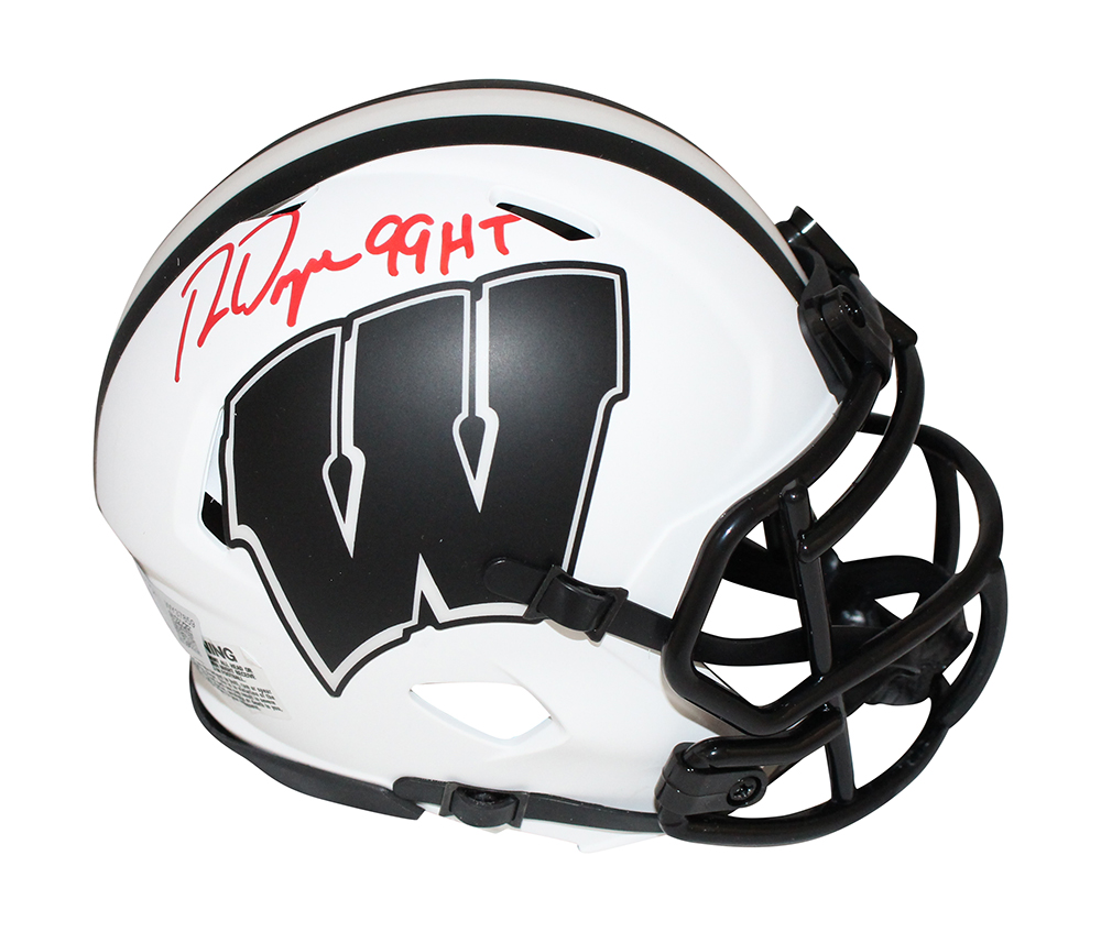 Ron Dayne Autographed Wisconsin Badgers Lunar Mini Helmet Beckett