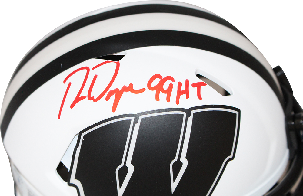 Ron Dayne Autographed Wisconsin Badgers Lunar Mini Helmet Beckett