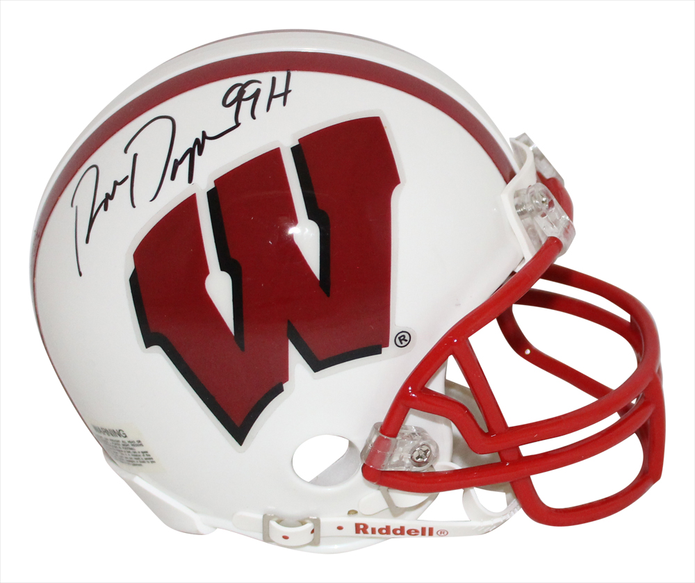 Ron Dayne Autographed/Signed Wisconsin Badgers Mini Helmet 99H JSA 31870