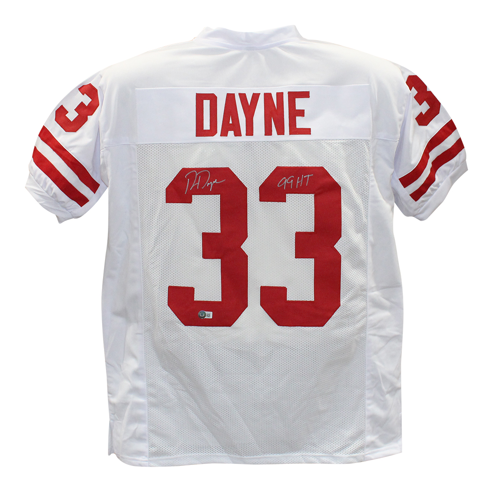 Ron Dayne Autographed/Signed College Style White XL Jersey 99 H Beckett