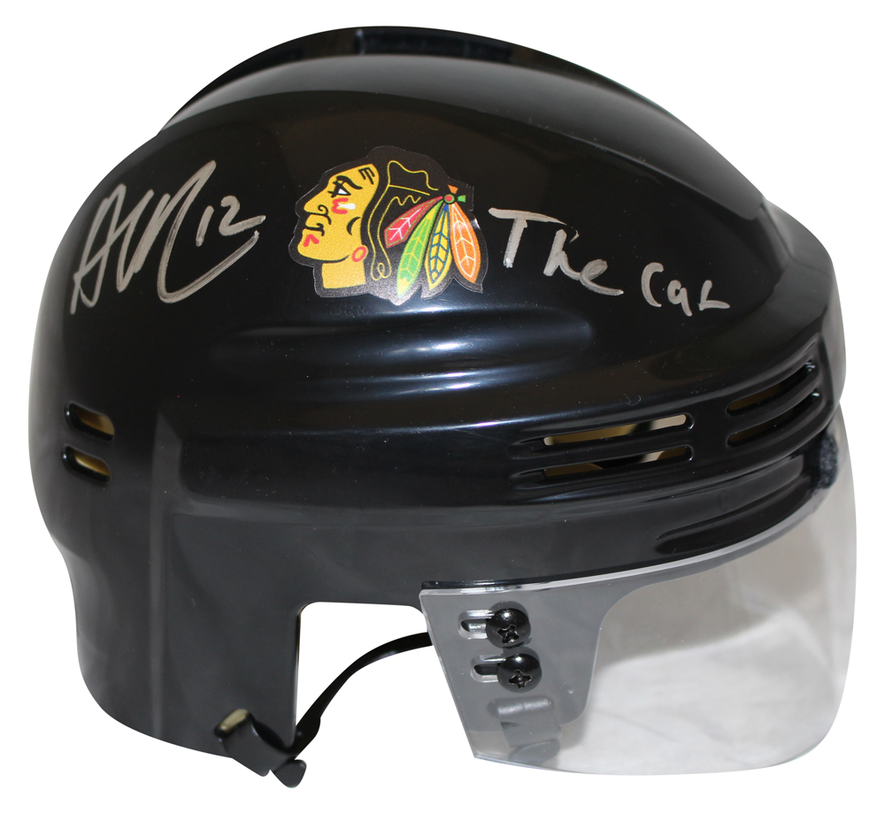 Alex DeBrincat Signed Chicago Blackhawks Black Mini Helmet The Cat Beckett