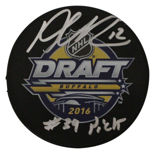 Alex Debrincat Signed Chicago Blackhawks 2016 NHL Draft Puck 39 Pick FAN 27225