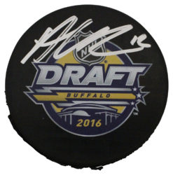 Alex Debrincat Autographed Chicago Blackhawks 2016 NHL Draft Puck FAN 27224
