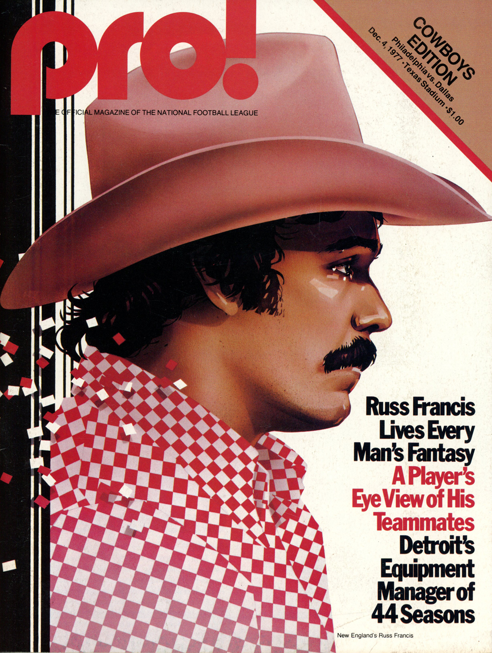 Pro! Magazine 12/4/1977 Patriots Russ Francisc Cover Cowboys Edition
