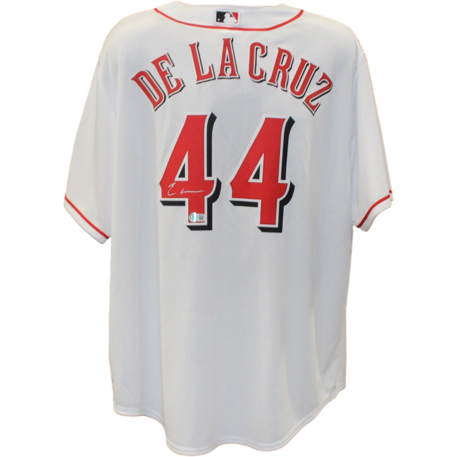 Elly De La Cruz Autographed Cincinnati Reds Nike White XL Jersey Beckett 56468 1 Elly De La Cruz Autographed Cincinnati Reds Nike White XL Jersey Beckett 56468