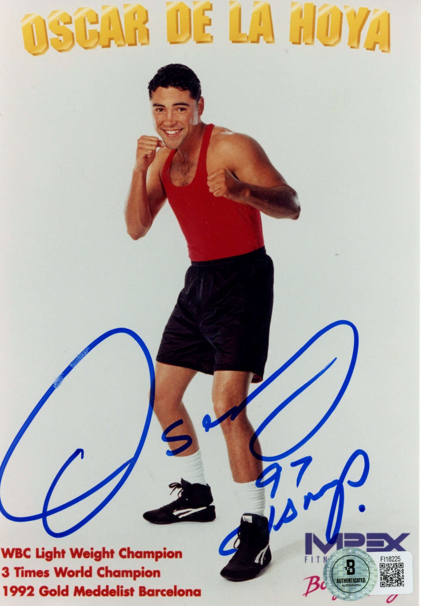 Oscar De La Hoya Autographed/Signed Boxing 5x7" Photograph Beckett 572243