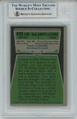 Joe Delamielleure Autographed 1975 Topps #359 HOF Card Slab Beckett 57058