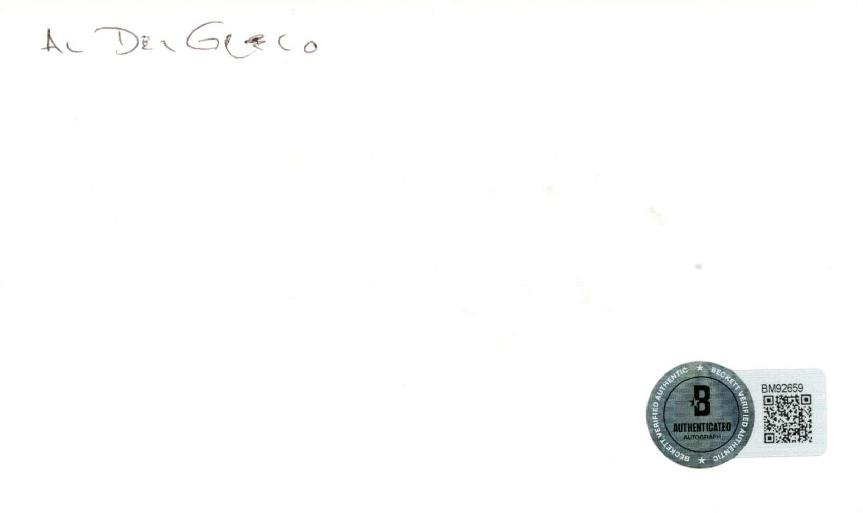 Al Del Greco Autographed/Signed Houston Oilers Index Card BAS 45329
